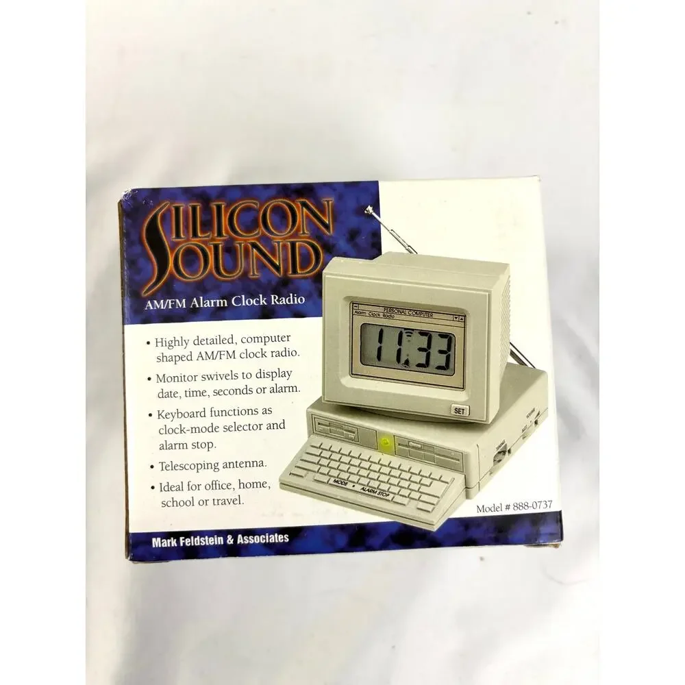 Vtg‎ Silicon Sound Computer Alarm Clock Radio AM FM Retro Desktop Model 888-0737